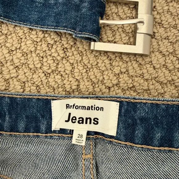 Reformation Blue Wide Leg cargo Jeans size 28 - Picture 5 of 6